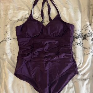 NWOT Purple Halter One-Piece Swimsuit